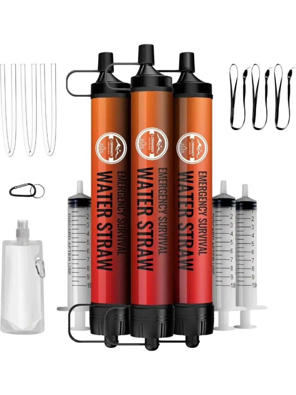 Portable Water Filter Straw - Survival Water Purifier for Hiking, Camping